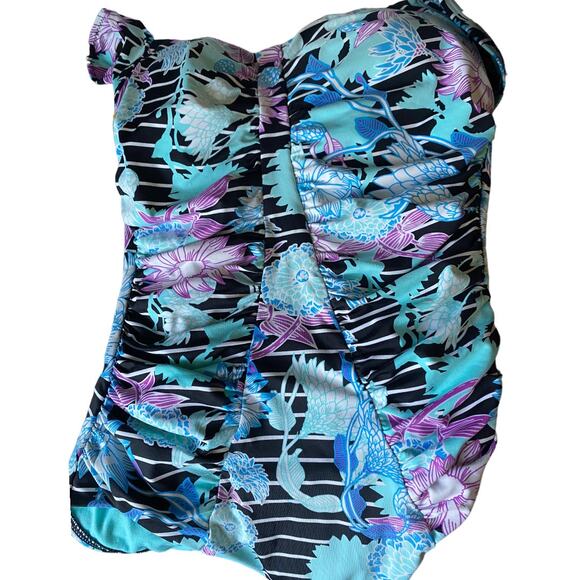 Sunseeker Womens D cup Underwire One Piece Blue Floral Swimsuit USA Size 8 - Picture 7 of 9